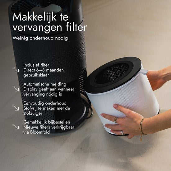 Bloomfold Ventilator en Luchtreiniger Cyclone – H13 HEPA & UVC-licht – 400 m³/h CADR – Air Purifier - Medische Filtratieklasse tegen Pollen & Fijnstof