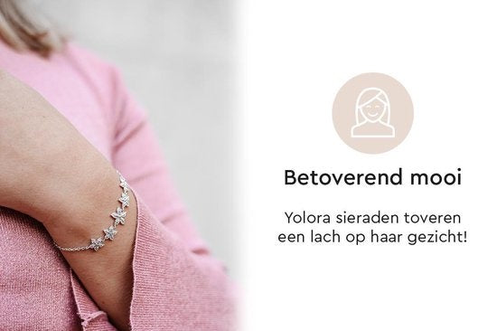 Yolora Dames Bloemen Armband met Kalpa Camaka Kristallen - Zilverkleurig - 18K Witgoud Verguld - Cadeauverpakking - Moederdag Cadeautje