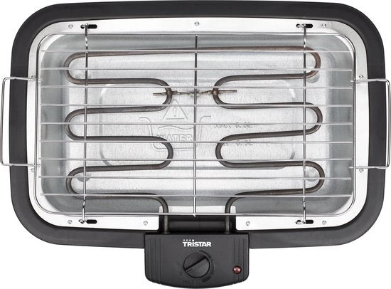 Tristar BQ-2813 Elektrische BBQ – Rookarme Tafelbarbecue 2000W – Grillrooster 38x22 cm – Zwart - Perfect voor Balkon of Camping