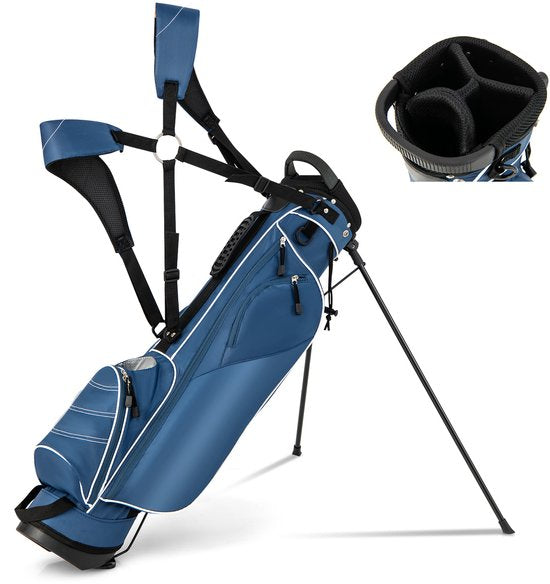 Coast Golf Stand Cart Bag – 4-weg verdeler – Lichtgewicht met 4 opbergvakken – Inclusief regenhoes – Handvatten en dubbele schouderriem – Afmetingen: 36 x 32 x 112 cm – Kleur: Zwart