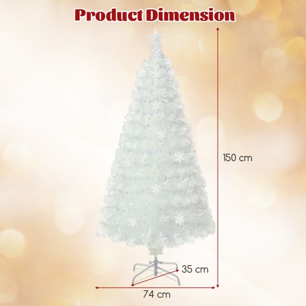 Costway Kunstkerstboom 150 cm met 8 Verlichtingsstanden Warmwitte LED en Dennenappels – CM25342DE