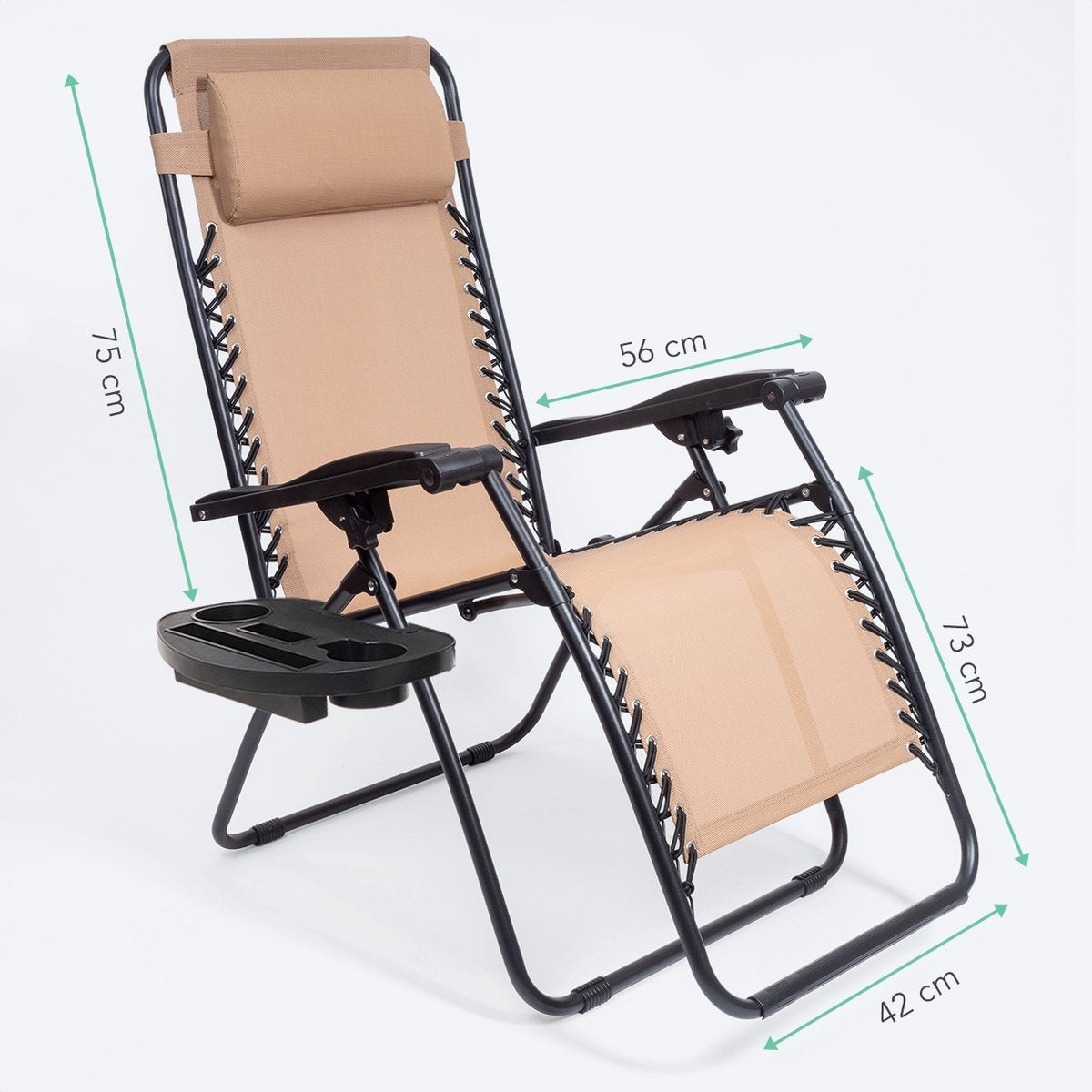 LifeGoods Opvouwbare Tuinstoelen - 2 Stuks - 30°-90° Verstelbaar - Metaal - Beige