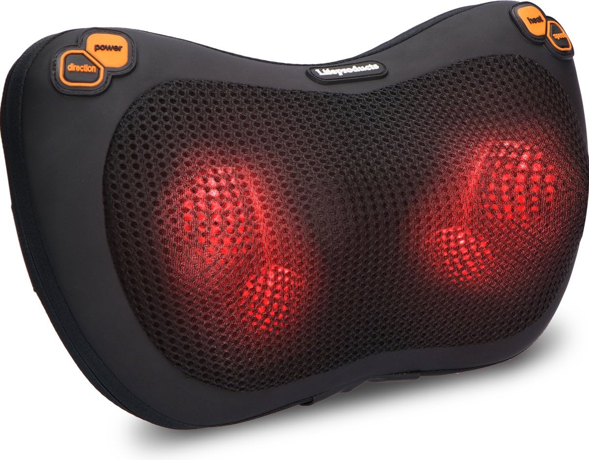 Shiatsu Massagekussen -Elektrisch Massageapparaat met Infrarood Verwarming -  Zwart