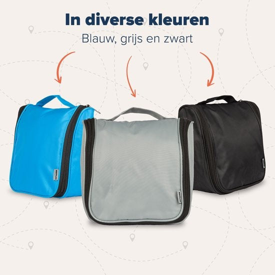 TRVLMORE Toilettas - Hangend met Haak - Unisex - Grijs