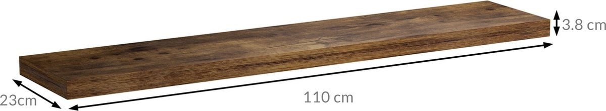 Casaria Wandplank Zwevend - 110 cm/15kg Belastbaar - Donker Eiken