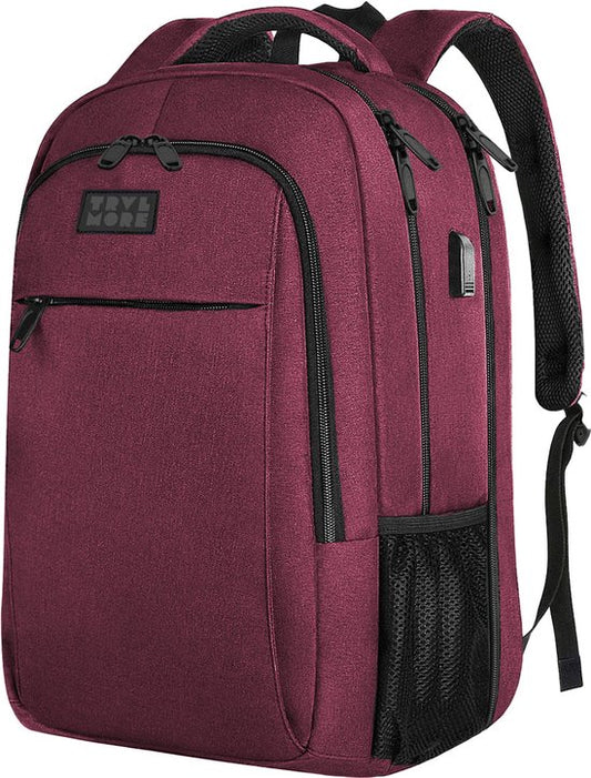 TRVLMORE Rugzak met Levenslange - Rugtas met 15,6 Inch Laptopvak - Schooltas - Spatwaterdicht - Heren en Dames - Jongens en Meisjes - 28L - Burgundy
