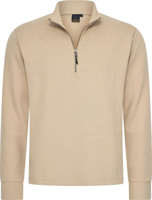 Mario Russo Pique Longsleeve Shirt - Trui Heren - Sweater Heren - Coltrui Heren - XL - Beige
