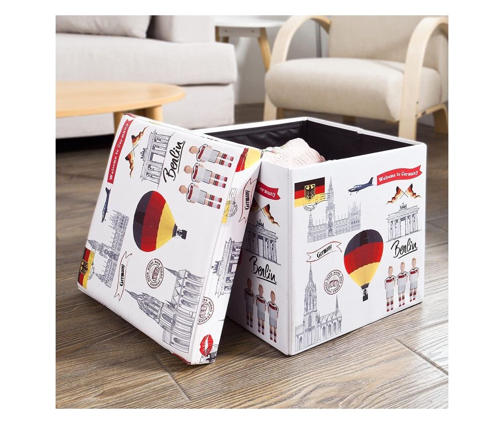SoBuy Opbergpoef Wit voor Tuin en Terras - 37x35x38 cm