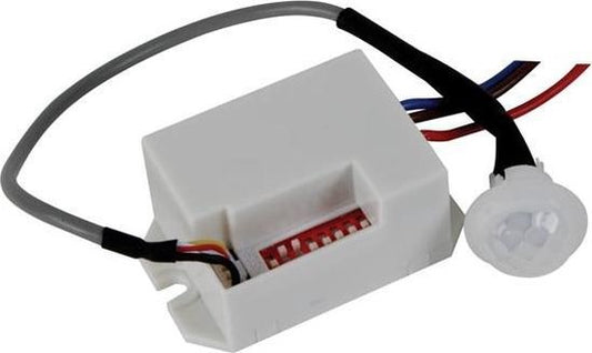 Perel Mini bewegingsmelder, PIR, 8 m detectiebereik, 100° detectiehoek, IP20, gebruik binnenshuis, inbouw, wit