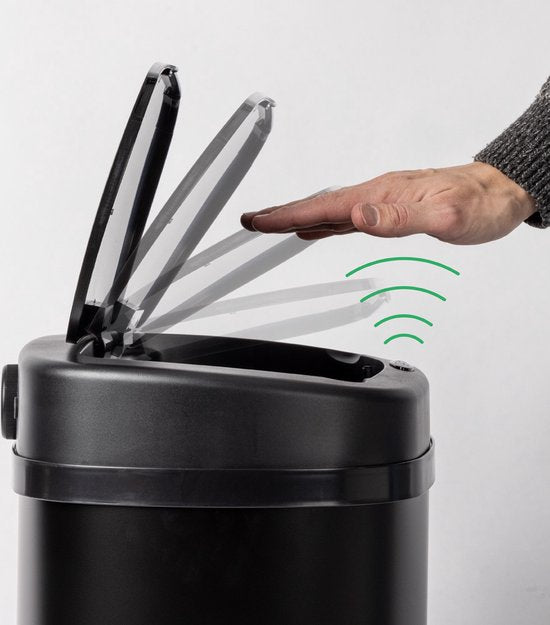 Sensor Prullenbak - 50L - Soft Close - Vingerprint vrij - Hygiënische Keuze - Zwart