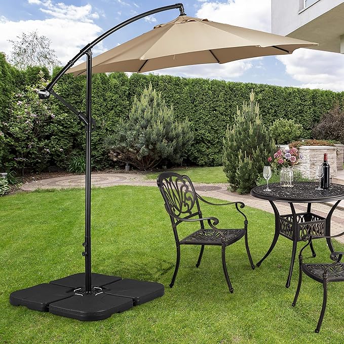 Yaheetech Parasolvoetset - 50x50x7,5 cm - 4-Delig - Verzwaarbaar - Kunststof - Zwart