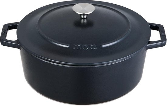 MOA Gietijzeren Braadpan C30B - Inhoud 7,2 liter - 30CM - Rond - Alle warmtebronnen - Ook voor inductie - 31.2 x 38.1 x 15.5cm - Zwart