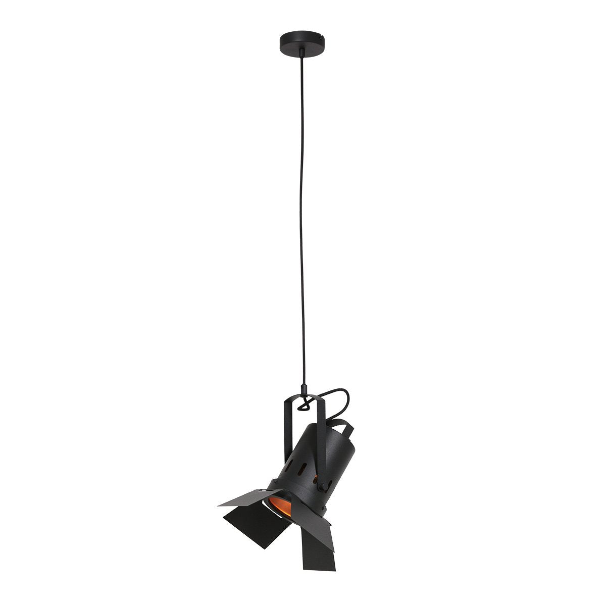 Hanglamp Carré 3379ZW – zwarte industriële lamp, staal, hoogte verstelbaar van 30-150 cm, Mexlite