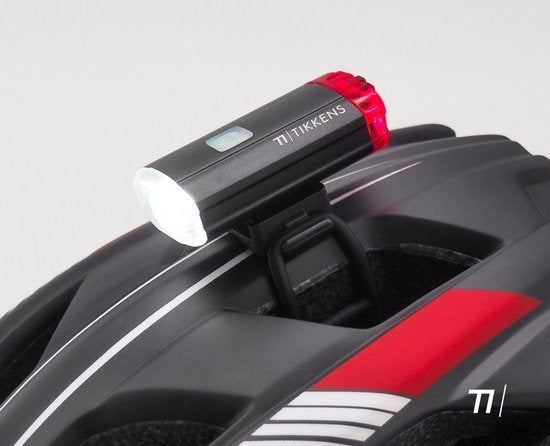 Helmlamp LED Fietsverlichting - Helm Voorlicht & Achterlicht - USB Oplaadbaar, Waterdicht Fietslampje, Zwart