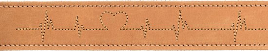 Trixie - Rustieke Lederen Halsband Hartslag - Bruin - 55-65x4 cm