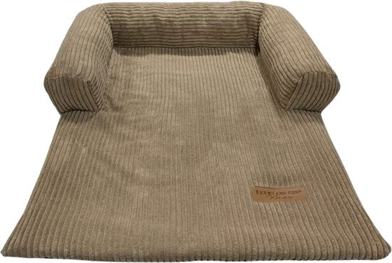 By Cee Cee Origineel Hondendeken Bank – Hondenkleed Bank - Hondenmand - Premium - Volledig Afritsbaar - Ribstof - Bruin - 120x90 - Maat L