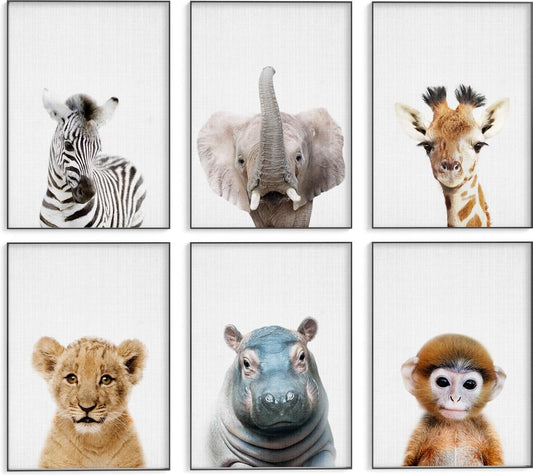 Generic | Safari Posters met Dieren voor Kinderkamer - 6 Posters - 21 x 30cm