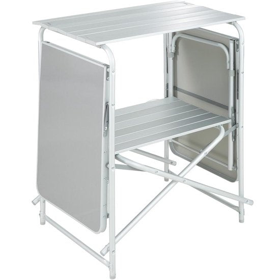 tectake® - Campingkeuken 172x52x104cm - Opvouwbaar - Afsluitbare compartimenten - Stevige werkbladen - Incl. windscherm- zwart