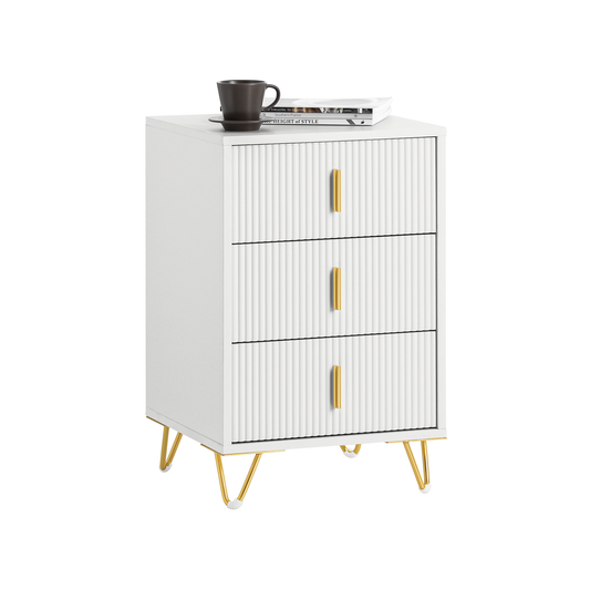 SoBuy Nachtkastje FBT115-L-W - 3 Schuifladen - 40 x 40 x 64 cm - Wit