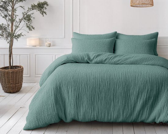 Sleeptime 2 in 1 Mousseline Dekbed - Dekbed zonder Overtrek Inclusief Kussensloop - 240x200 - Groen