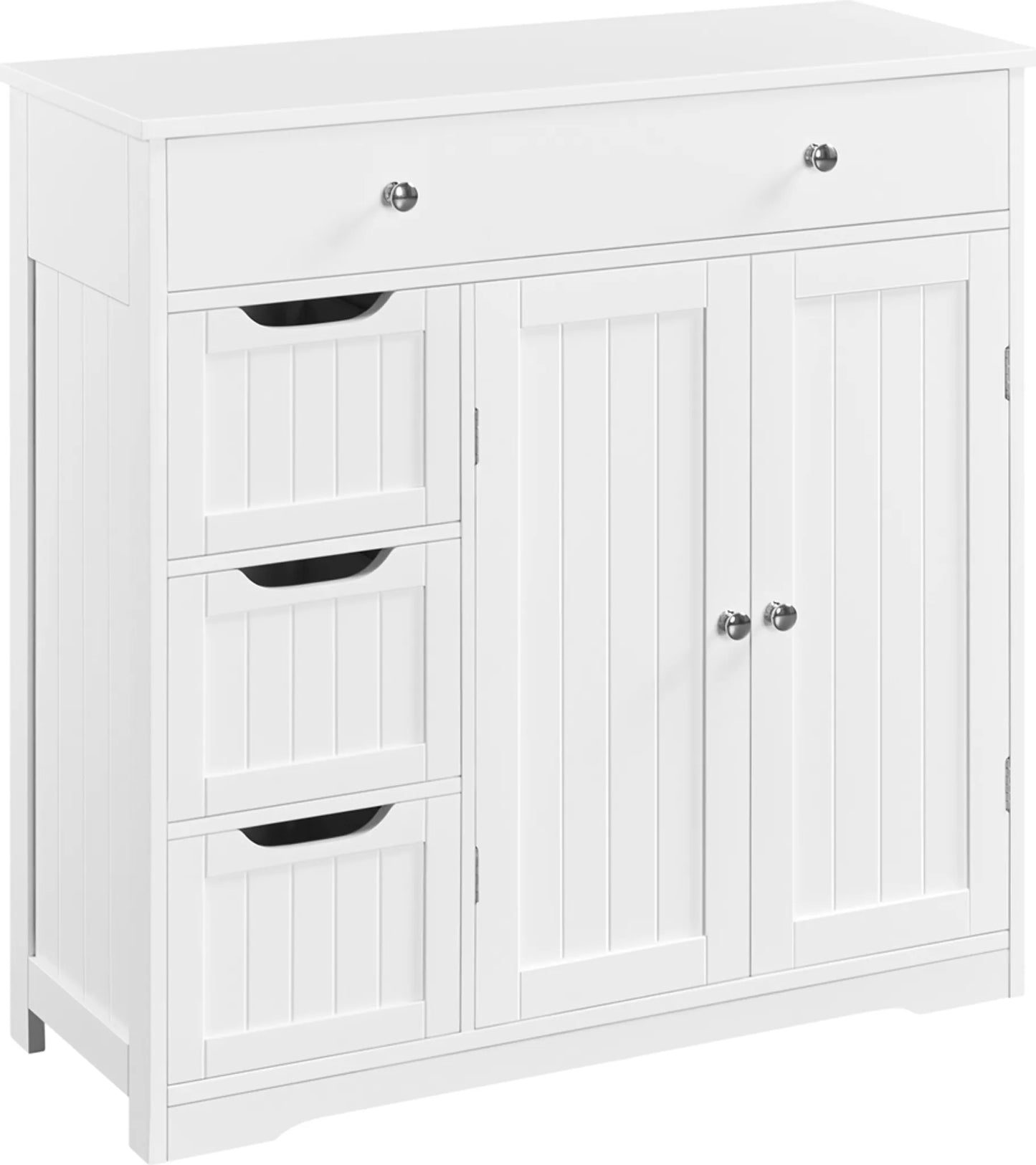 Yaheetech Badkamerkast Met 4 Lades En 1 Kastdeur – Voorzien Van Verstelbare Plank En Anti-kantelset En Waterafstotende Coating – Voor Badkamer En Woonkamer – Wit Mdf – 81 x 30 x 81,5 cm
