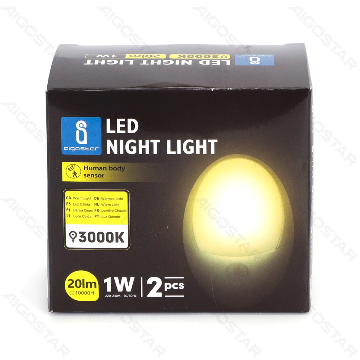 Aigostar NL01 LED-nachtlamp met sensor - 1 W - 3000 K - IP20