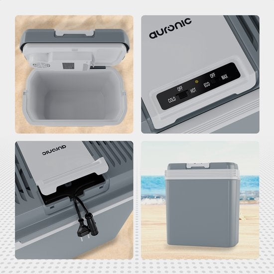 Auronic Elektrische Koelbox - 20 L - Koelen en Verwarmen - 12V en 240V - Compact en draagbaar - Grijs