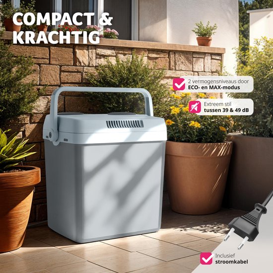 tectake® - Elektrische koelbox met 25 l - Koel- en warmhoudfunctie - Stille elektrische koeltas - Voor auto of stopcontact - Mini-koelkast voor camping, dranken - Thermobox met stroom - Eco Modus