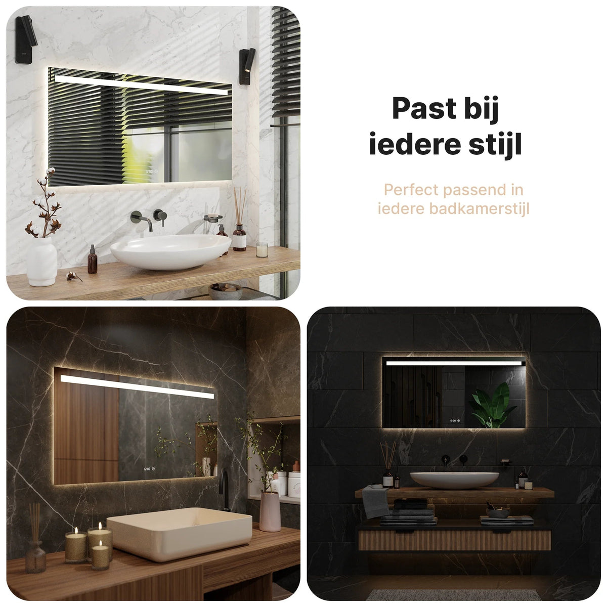 Mirlux Badkamerspiegel - 120 x 60 cm - Frameloos - LED en Anti-condens