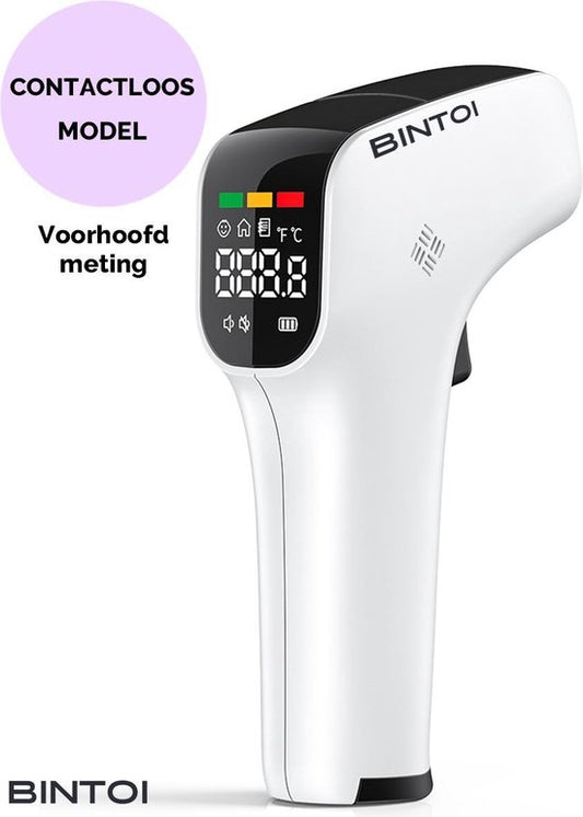 Bintoi® Thermometer voorhoofd - Temperatuurmeter - Thermometer lichaam – Oorthermometer - Koortsthermometer voor volwassenen en baby's - Instant meting in 1 seconde - Makkelijk te lezen in het donker - Incl. batterijen