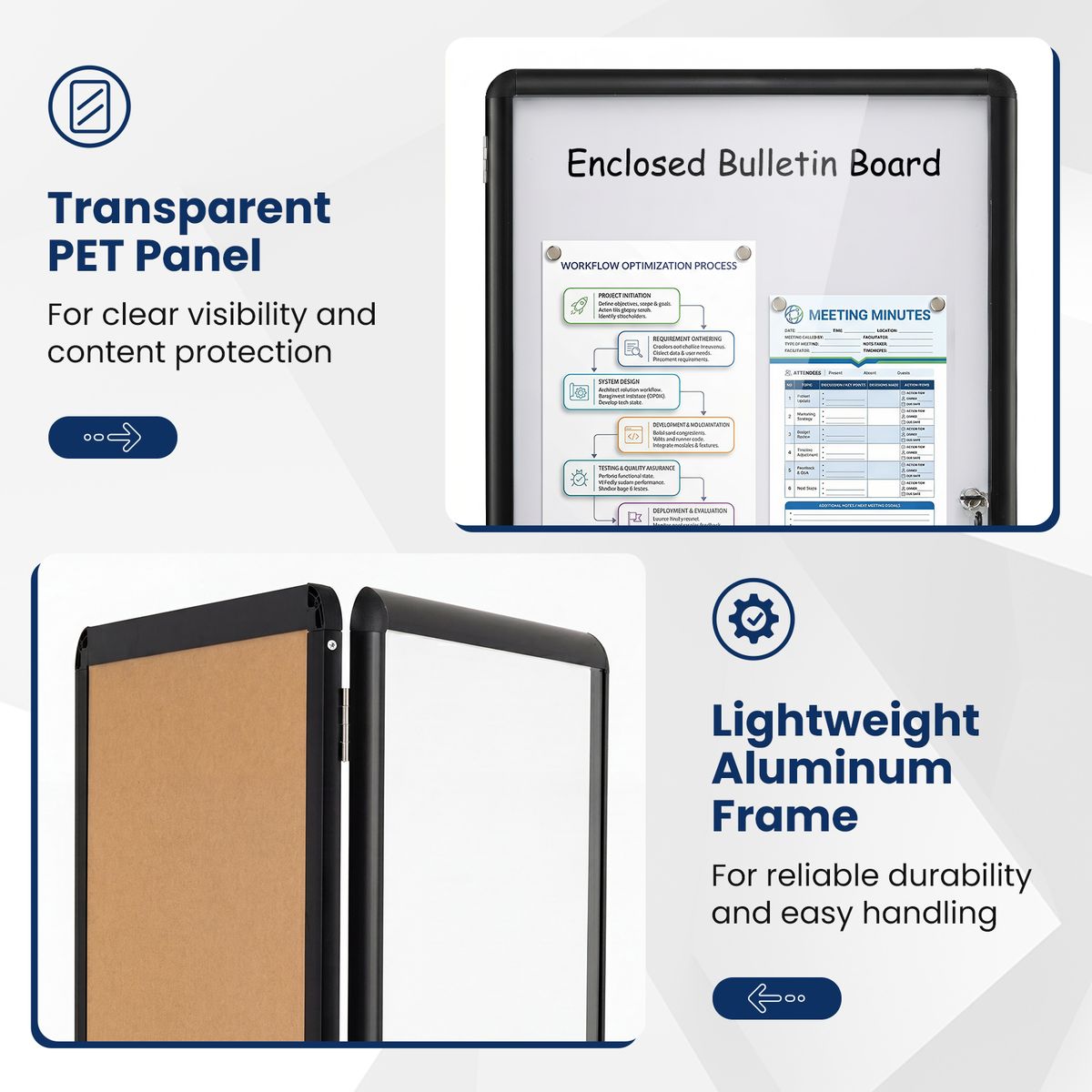 Coast Afsluitbare Vitrine Informatiebord - Magnetische en beschrijfbare achterwand - Maat M - Zwart