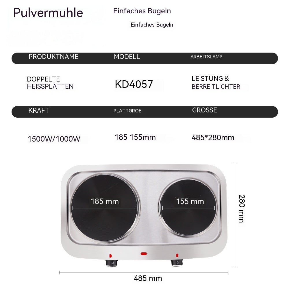 DSP KD4057 dubbele elektrische kookplaat - 2500 W