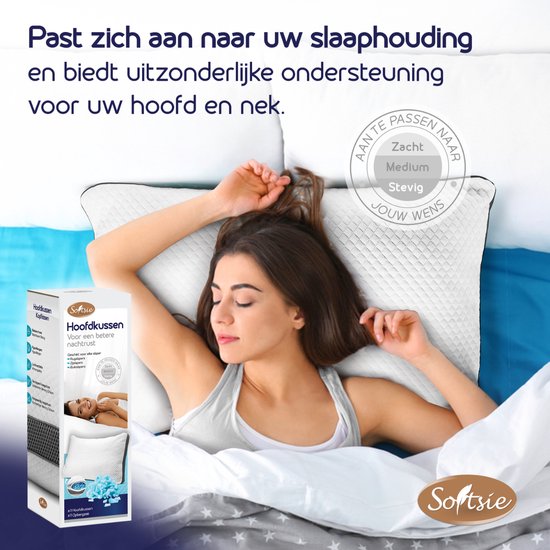 Softsie Traagschuim Hoofdkussen 70x50 - Ergonomisch Kussen - Verstelbaar Slaapkussen - Pillow - Hoofdkussens Nekklachten
