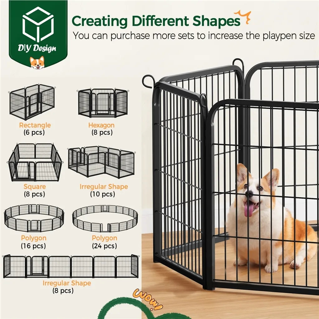 Yaheetech Puppyren - 16-delig - Opvouwbaar - 60,5 cm Hoog - Automatische Vergrendeling - Zwart