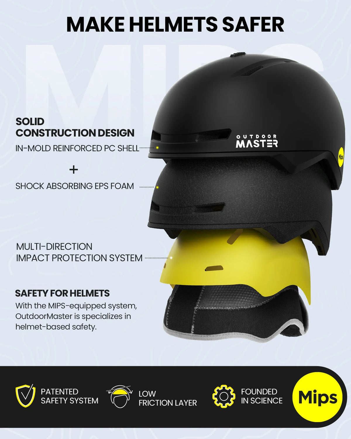 OutdoorMaster Diamond II MIPS Skihelm – Zwart – Maat S (51–54 cm) – Verstelbaar & Ventilerend