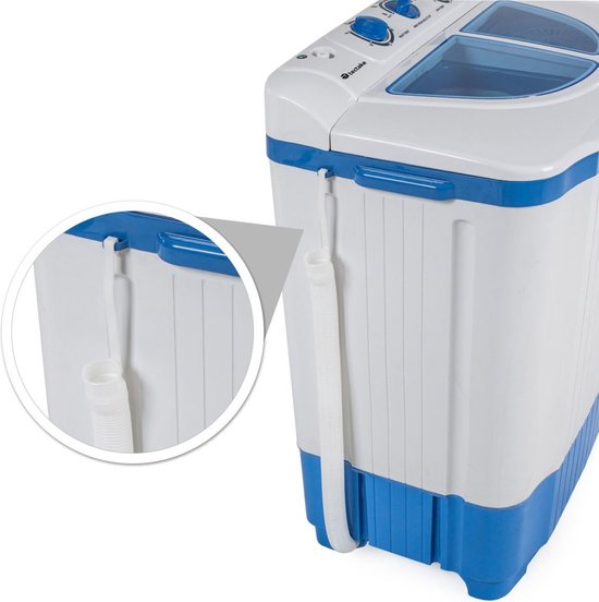 TecTake 400777 Was-droogcombinatie Vrijstaand Bovenbelading Blauw, Wit