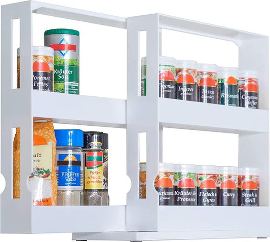 UPP Kruidenrek uittrekbaar, praktisch kastinzet, opbergsysteem voor keuken en badkamer, ruimtebesparend nisrek als kastsysteem of direct op het werkblad, kunststof, wit