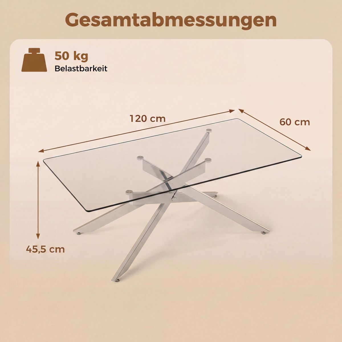Coast Salontafel - gehard glas - modern design - silver 120 x 60 x 45,5 cm