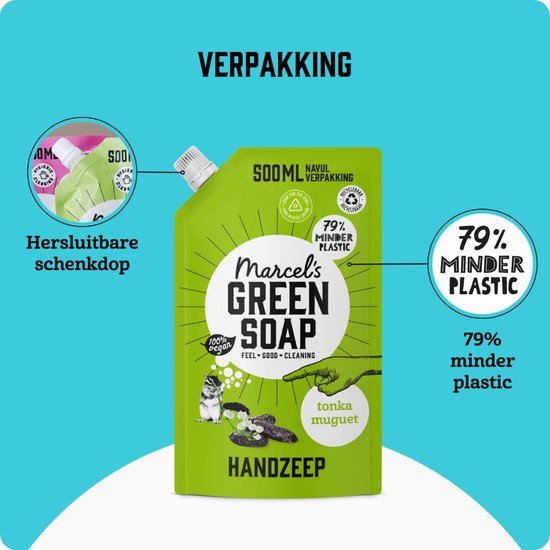 Marcel's Green Soap Handzeep Refill Tonka & Muguet 6 x 500ml