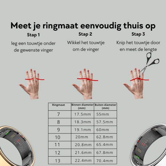 Focus® S1 Smart Ring – Zilver Maat 7 – Hartslag, Slaap & O2 Meting – IP68 Waterdicht – Wearable