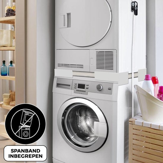 Vonia Tussenstuk wasmachine droger - Stapelkit wasmachine droger - Universeel - Verstelbaar - Wit