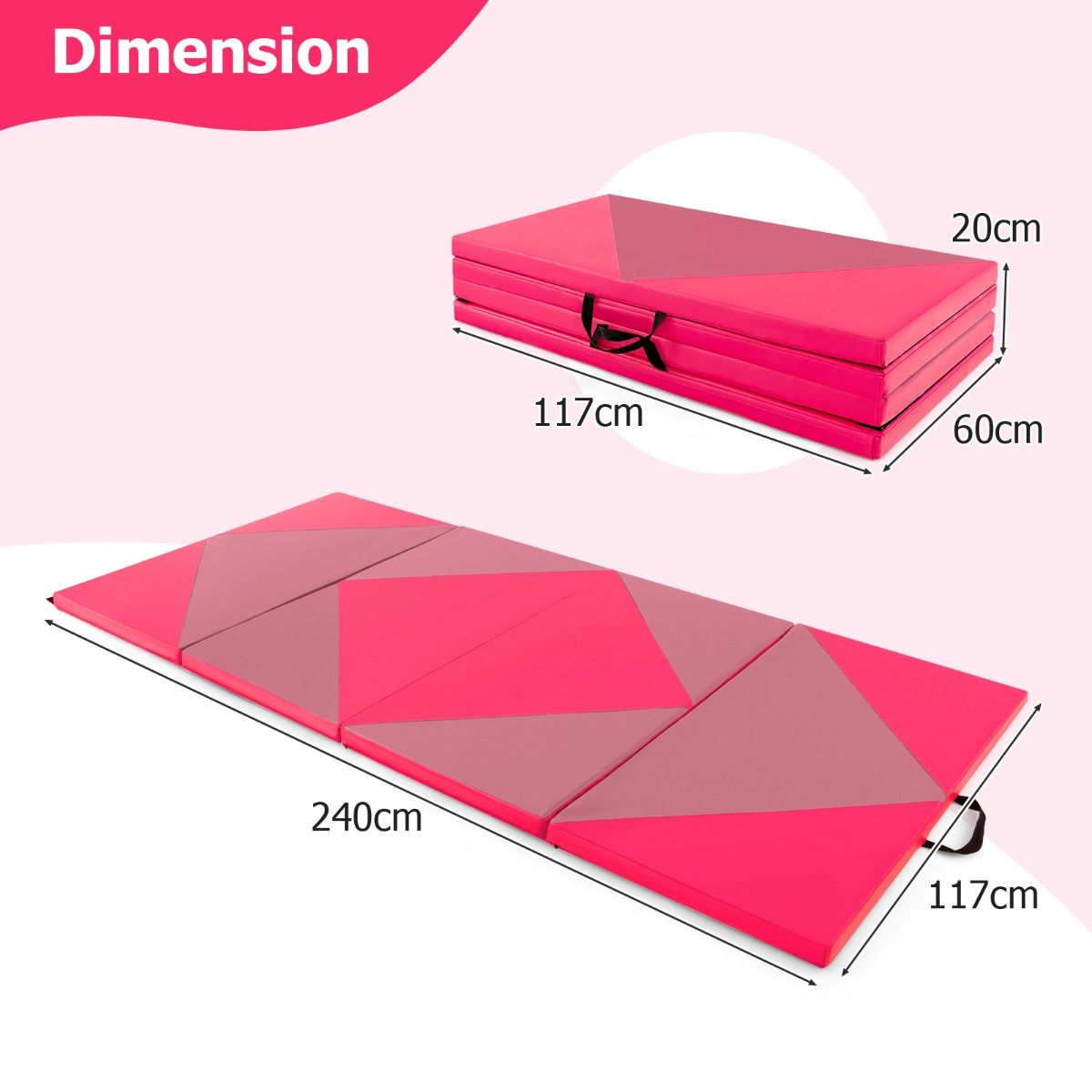 Coast Opvouwbare Zachte Gymmat 240 x 117 x 5 cm - Roze
