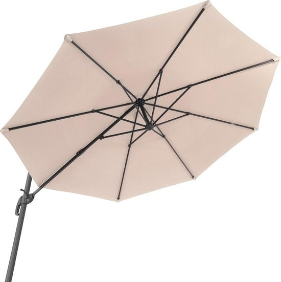 tectake® - Parasol met UV-bescherming - Draaimechanisme met voetpedaal - Kantelbaar in 6 standen - Incl. beschermhoes - beige