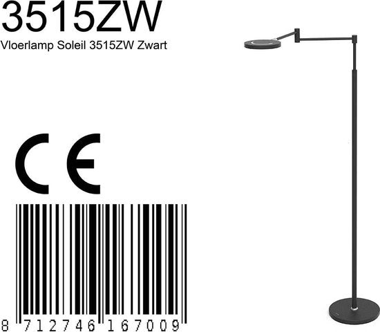 Steinhauer vloerlamp Soleil - zwart - luminium - 3515ZW