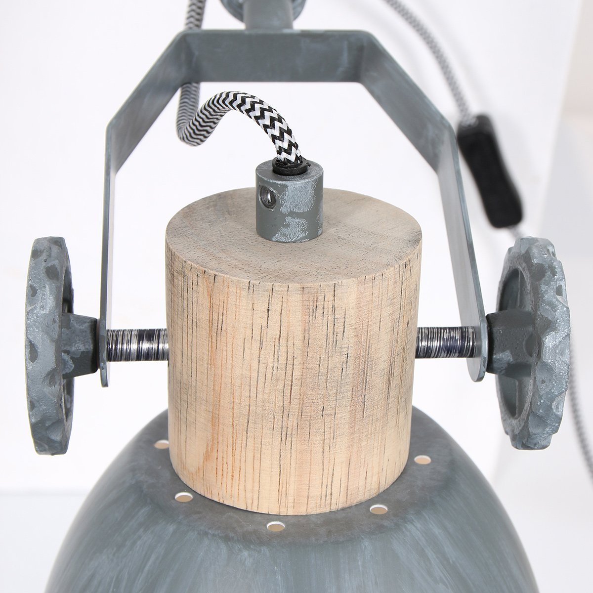 Klemspot en wandlamp Gearwood 2752GR Grijs E27 fitting - Hout en metaal, trendy design, draaibaar en kantelbaar, geschikt voor binnengebruik - Mexlite