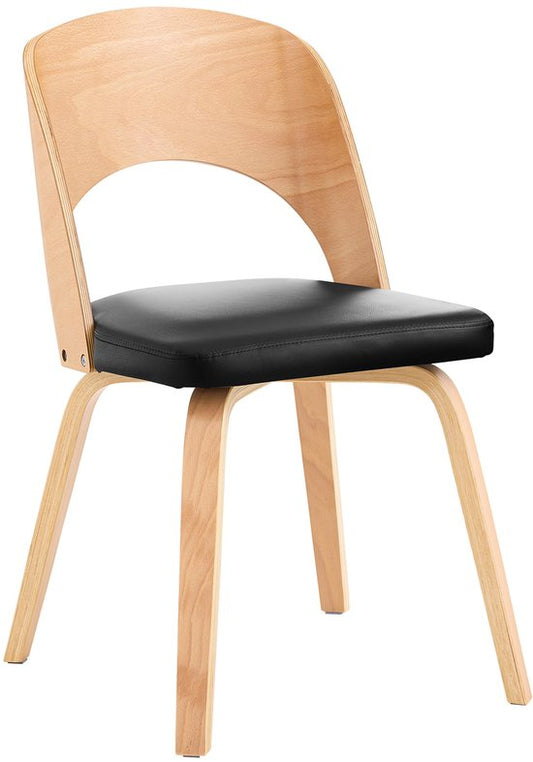 SoBuy Stoel van hout met gevoerde rugleuning en zitting, stoel voor keuken, eetkamer, kantoor, slaapkamer, natuur en zwart, 48 x 55 x 78 cm, FST97-SCH