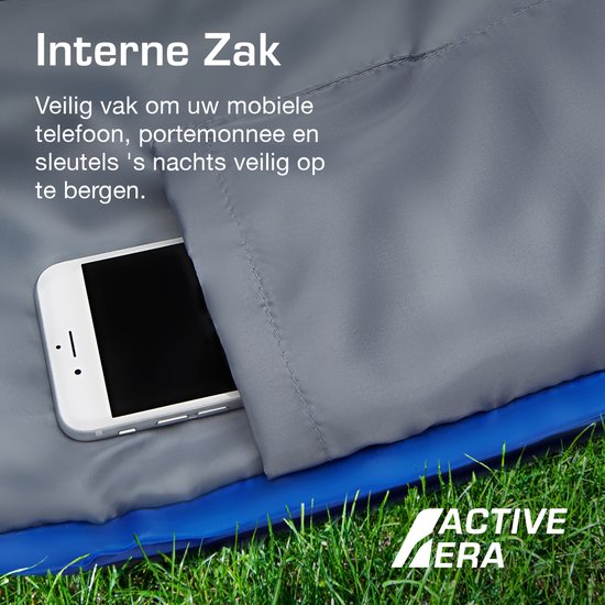 Active Era Professional Premium Slaapzak – 300 GSM Vulling en Waterafstotend – Mummieslaapzak met Binnenzak – 4 Seizoenen voor Kamperen, Camping, Backpacken, Hiken, Festivals, Logeren, Buitenhuis – Volwassenen & Kinderen – 220x80cm – Blauw