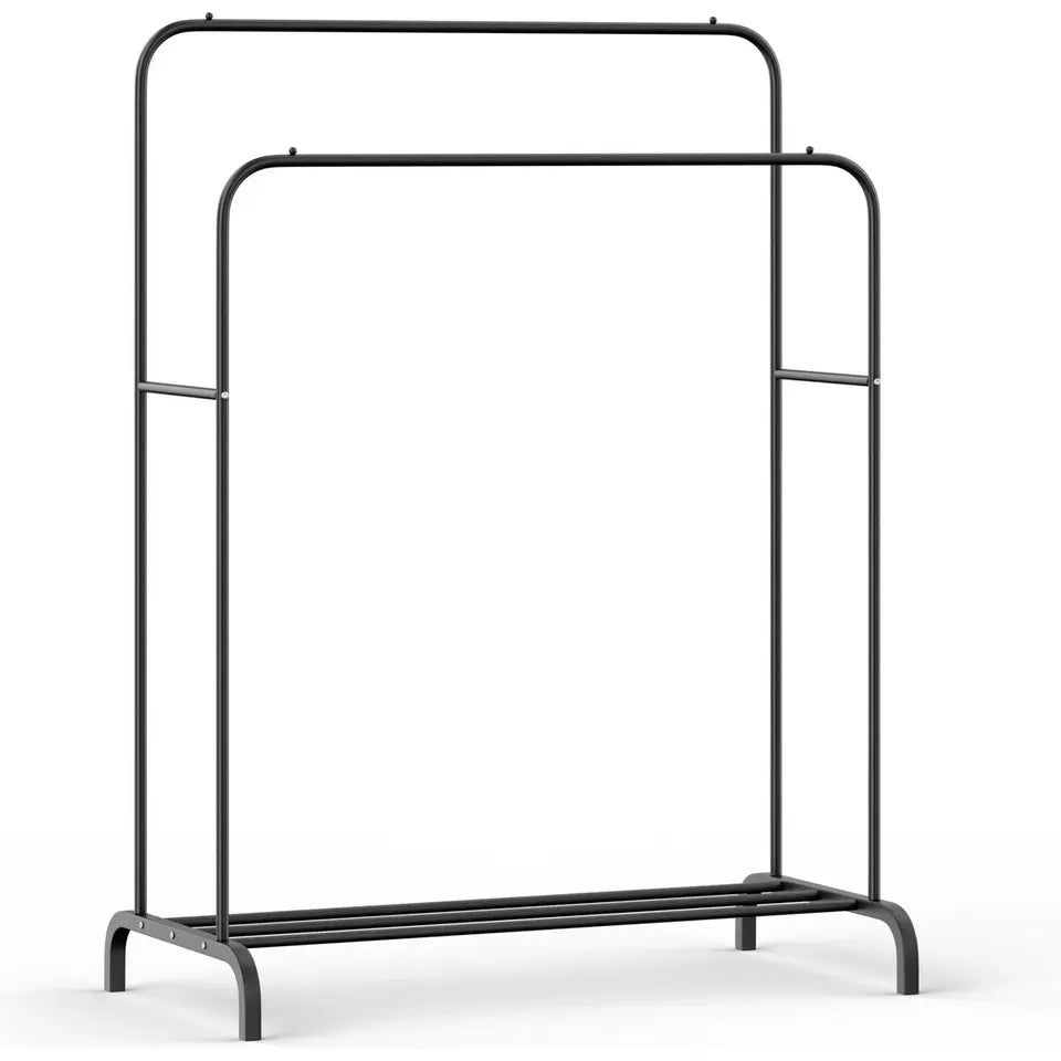 O'DADDY® Kledingrek Dubbel – Metaal – Met Schoenenrek – 110×54×150 cm – Zwart