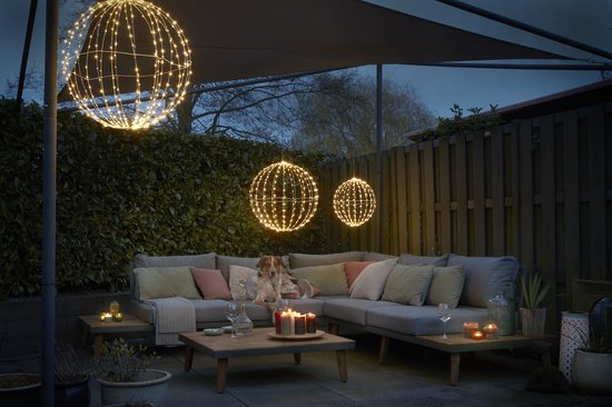Luca Lighting Kerstverlichting Bal met Warm Witte LED Lampjes - Ø50 cm - Zwart