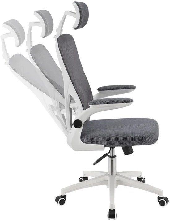 Juskys Ergonomische Bureaustoel - Baltimore - Wit / Grijs